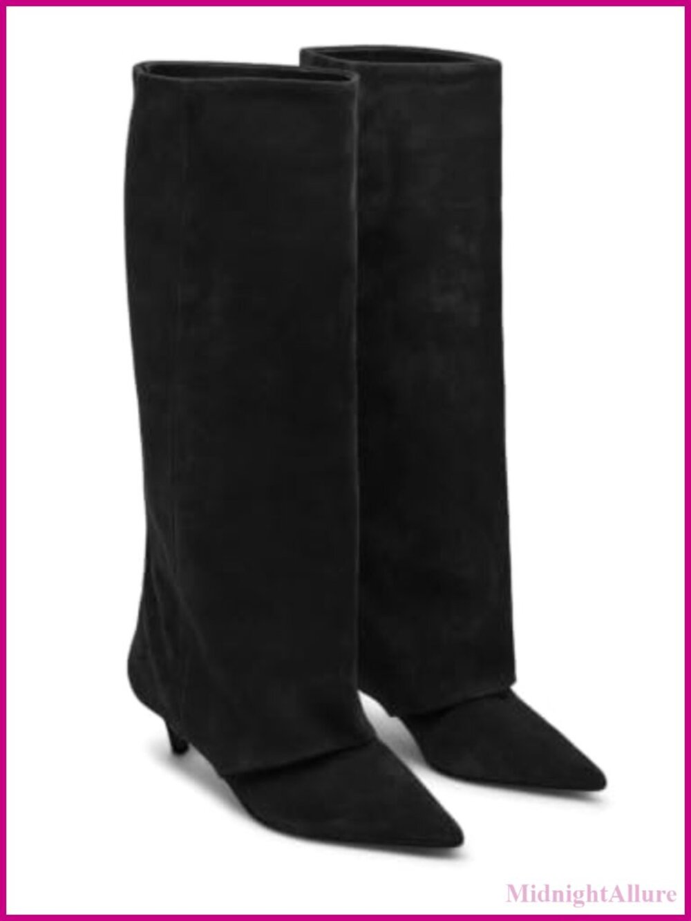 Womens Wide Calf Knee High Boots Pointed Toe Kitten Heel Tall Faux Suede